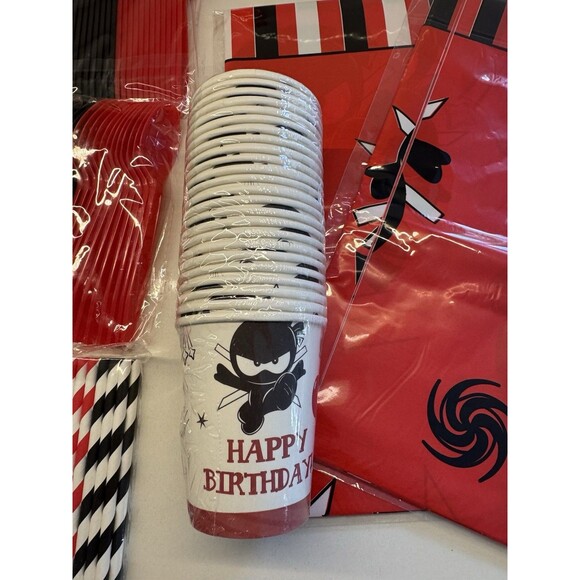 Ninja Birthday Party Supplies serves 24 Dinner Plates Dessert Plates Cups Napkin - Picture 10 of 12
